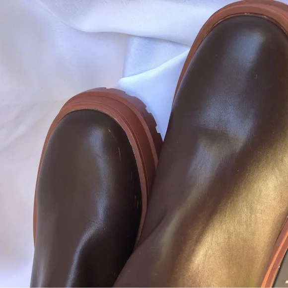 Public Desire Burgundy Zip Up Rounded Chunky Soled Ankle Boots Size 8 - Picture 12 of 13